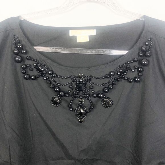 MICHAEL KORS | Cap Sleeve Black Embellished Neckline Top Women’s Plus Size 2X - Picture 3 of 6